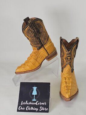 El General Toddler Yellow/Brown Alligator Leather Western Cowboy Boots Sz 5.5 22